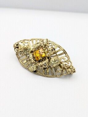 Vintage mid century Czech style Filigree brooch pin